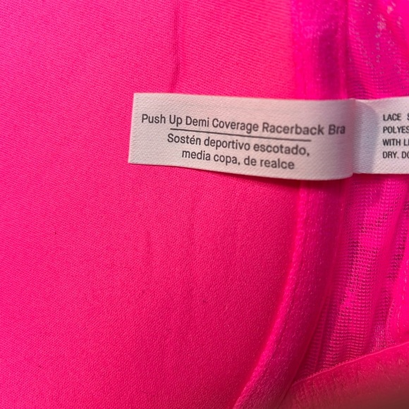 Auden The Radiant Plunge Coverage Push-Up Bra Lace, Bright Pink, 34D, NWOT - Picture 5 of 6